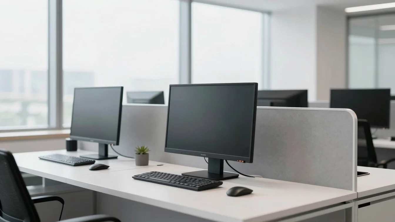 Immaculate modern office workstation, clean architectural details