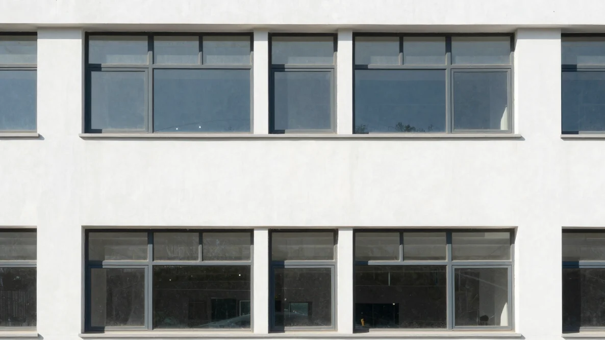 Clean, well-maintained architectural facade, bright natural light