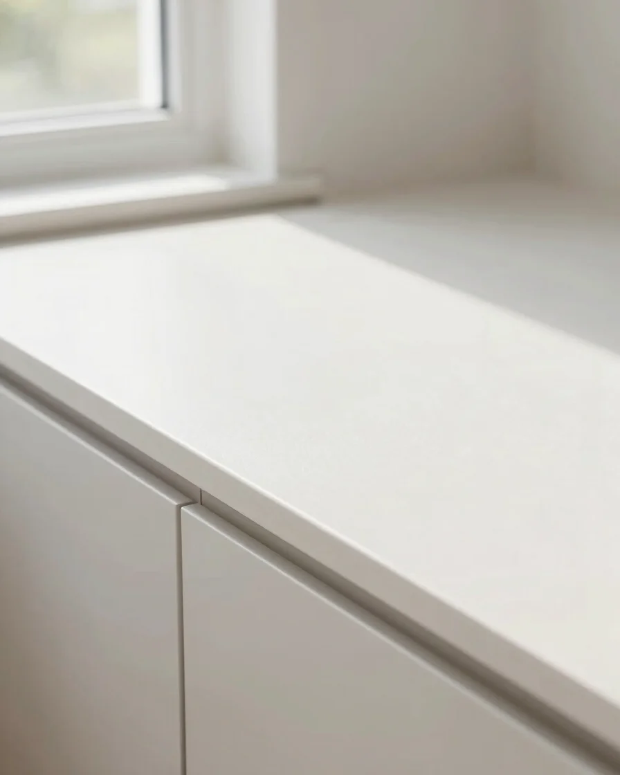 Bright, freshly organized home interior, natural window daylight,
